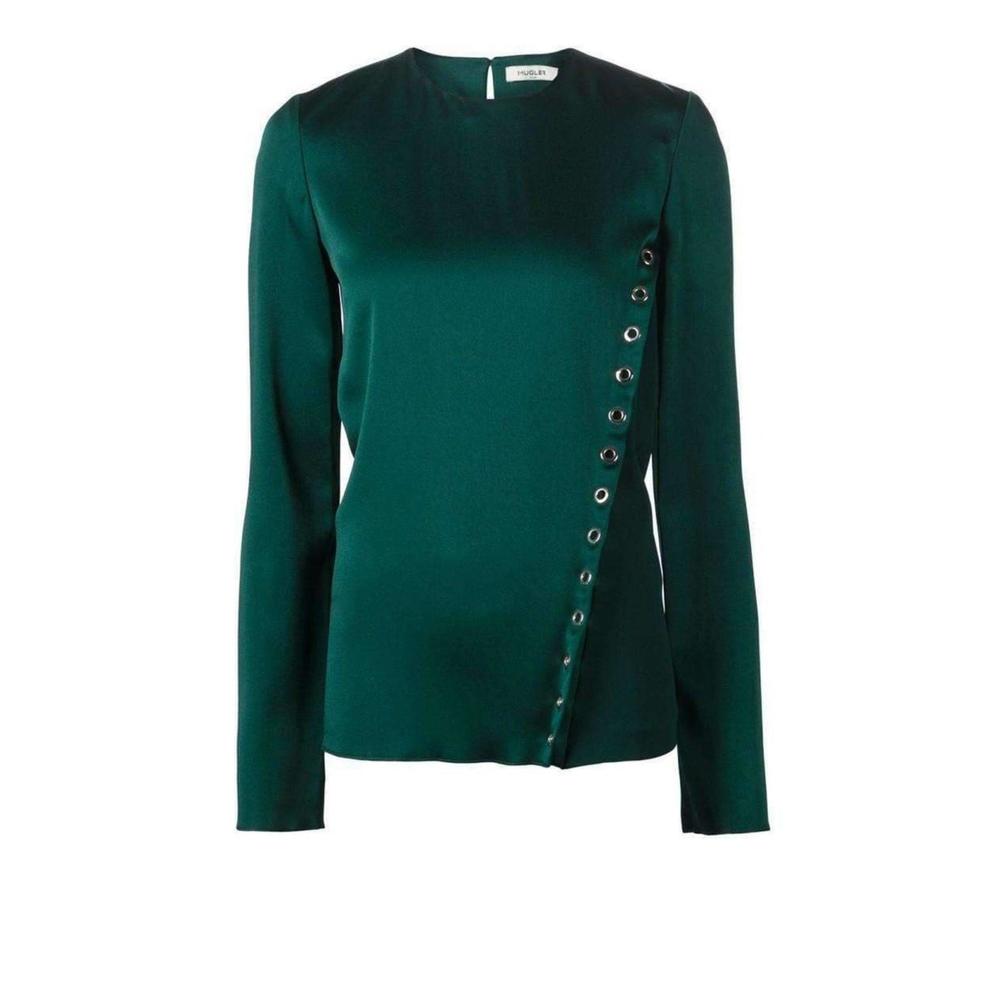 Mugler - Forest Green Eyelet Detail Blouse - FR 40